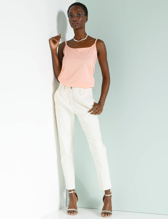 Topje met smalle bandjes in katoen (perzik) Topje met smalle bandjes in katoen (perzik)